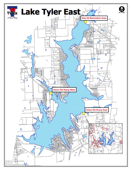 East Lake Tyler Map from the City of Tyler