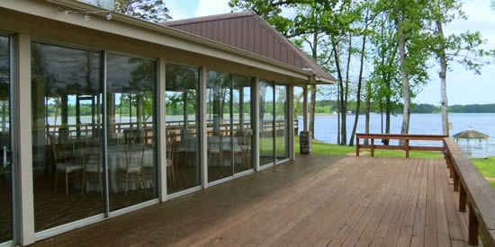 Outside deck overlooking the lake at the Petroleum Club