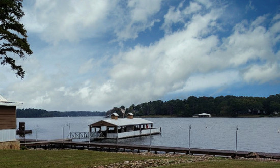 The fishing barge at The Boulders on Lake Tyler
